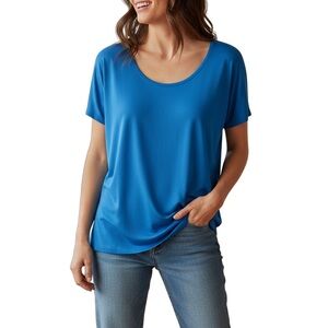 Elegant Blue Short Sleeve Women's Tee